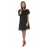 Rochie scurta neagra din panza topita Alba