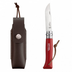 Set Cutit &amp;amp; Teaca Opinel Nr 08 Inox Fag Rosu 001890 foto