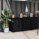 vidaXL Dulap bucătărie de exterior negru, 106x55x64 cm, lemn masiv pin