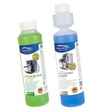 Kit intretinere espressor, Aqualogis, Solutie curatare sistem lapte Latteo 250 ml, Solutie decalcifiere Verde 250 ml, Compatibilitate multipla