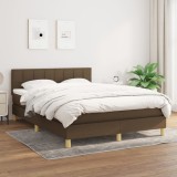 Cumpara ieftin Pat box spring cu saltea, maro &icirc;nchis, 140x200 cm, textil