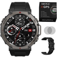 Ceas smartwatch barbati, GloryFitPro by BIRAI&reg;, ecran AMOLED 1.43&quot;, inteligent, fitness, sport, rezistent apa 5ATM, smart, notificari, wireless, apel