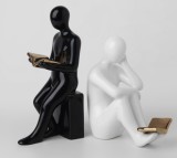 Cumpara ieftin Set 2 Suporturi Carti Ceramica Alb/Negru + Statui Decorative | Suport Carte Birou/Raft | Cadou Bibliofil