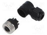 Conector M12 mufă mamă 4 pini 4A 125V IP67 unghi pe cablu LUTRONIC