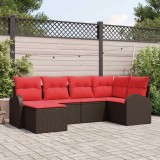 vidaXL Set de canapele pentru grădină cu pernă 6 pcs Maro Poli Rattan 3346114