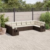 vidaXL Set canapele de grădină cu perne, 10 piese, maro, poliratan 3253010