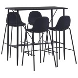 VidaXL Set mobilier de bar, 5 piese, negru, material textil