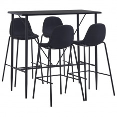 vidaXL Set mobilier de bar, 5 piese, negru, material textil