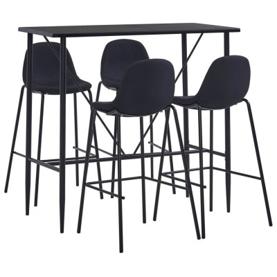 vidaXL Set mobilier de bar, 5 piese, negru, material textil 3051297 foto