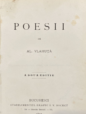 Alexandru Vlahuta - Poesii 1892 foto