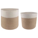 vidaXL Set de Ghivece pentru Plante 2 pcs Natural și Alb &Oslash; 28 x 28 cm 42012245