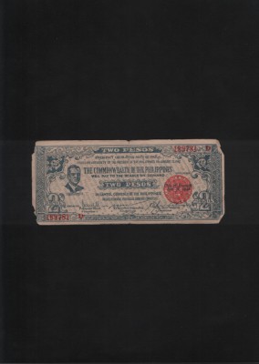 Filipine Philippines 2 pesos Negros 1942 seria189781 uzata foto