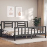 Cumpara ieftin Cadru pat cu tăblie 200x200 cm, gri, lemn masiv