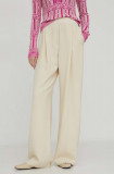 Cumpara ieftin Stine Goya pantaloni Ciara femei, culoarea bej, lat, high waist SG5796