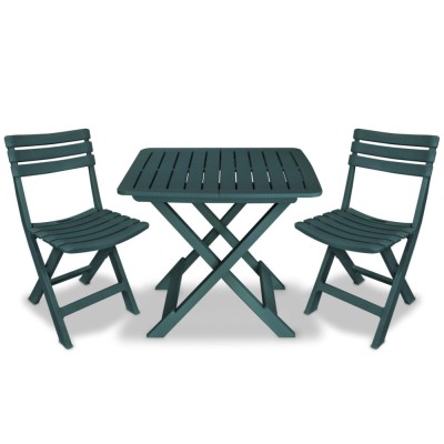 vidaXL Set mobilier bistro pliabil, 3 piese, verde, plastic 43582 foto
