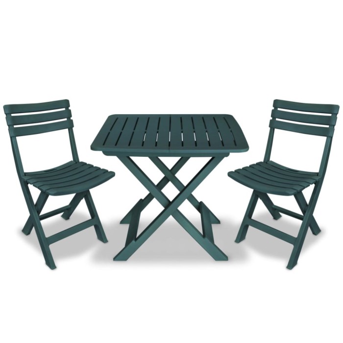 vidaXL Set mobilier bistro pliabil, 3 piese, verde, plastic 43582
