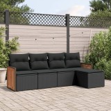 Cumpara ieftin Gossi set mobilier de gradina cu perne, 5 piese, negru, poliratan