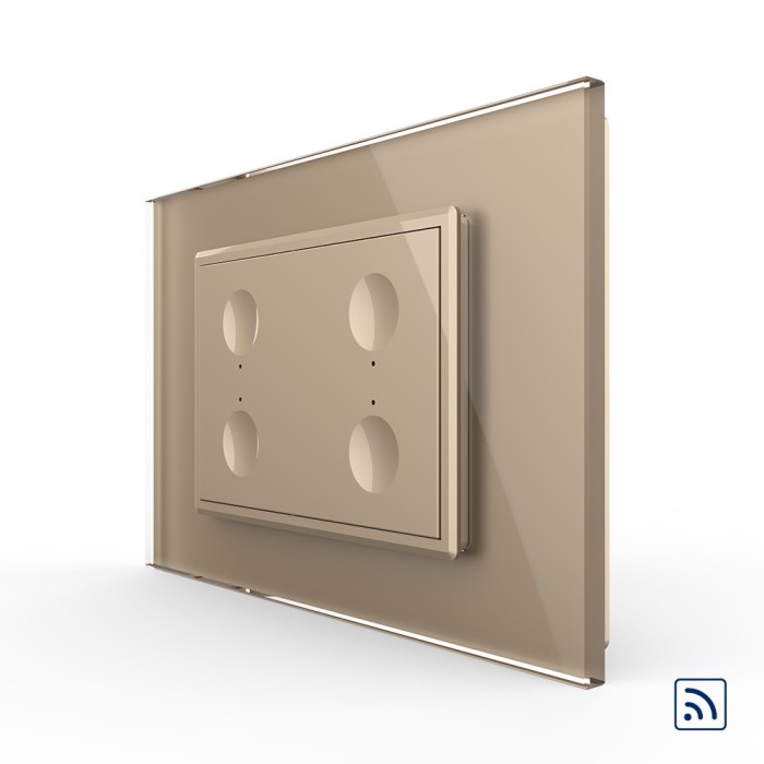 Intrerupator cvadruplu wireless cu touch Livolo cu rama din sticla, standard Italian - Serie noua SmartElectro IntelligentHouse