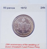 82 Jersey 50 pence 1972 Elizabeth II (Silver Wedding) km 35 argint