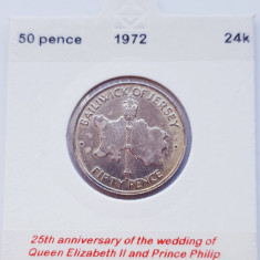 82 Jersey 50 pence 1972 Elizabeth II (Silver Wedding) km 35 argint