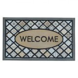 Covoraș Ușă, Tiles, Mesaj Welcome, Negru Gri, 75x45cm, Oem