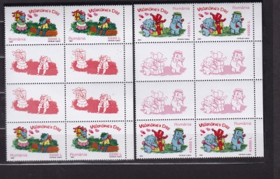 ROMANIA 2002 LP 1579 a ZIUA INDRAGOSTITILOR BLOCURI DE 4 TIMBRE+VINIETE MNH foto