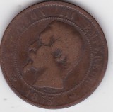 Franta 10 centimes 1855 &ndash; Napoleon III, moneda cu acvila, exemplar 2