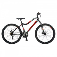 Bicicleta Mtb Booster Galaxy Fs Disc - 26 Inch, Negru-Rosu foto