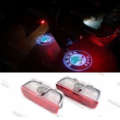 Set lampi dedicate cu logo Skoda pentru portiere Skoda Superb 2 foto