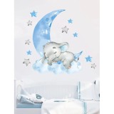 Cumpara ieftin Sticker Perete Autocolant Bebe Elefant Doarme pe Luna - 53663
