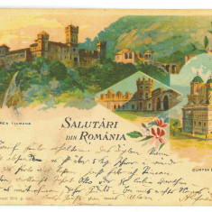 5247 - CURTEA de ARGES, Monastery, Litho, Romania - old postcard - used - 1899