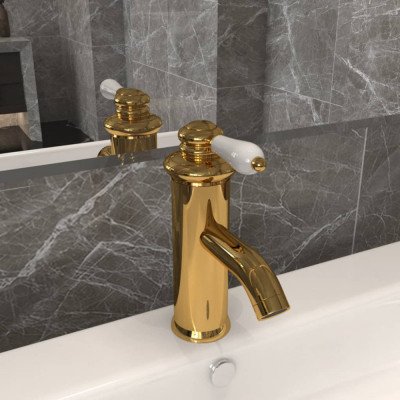 vidaXL Robinet chiuvetă de baie, auriu, 130x180 mm 149072 foto