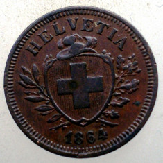 A.006 ELVETIA 1 RAPPEN 1864 B RARA