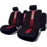 Cumpara ieftin Set Huse Scaune Auto pentru Dacia Logan - Sparco Red Spider, negru - rosu, 9 bucati