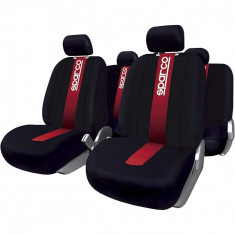 Set Huse Scaune Auto pentru Skoda Octavia 2 - Sparco Red Spider, negru - rosu, 9 bucati