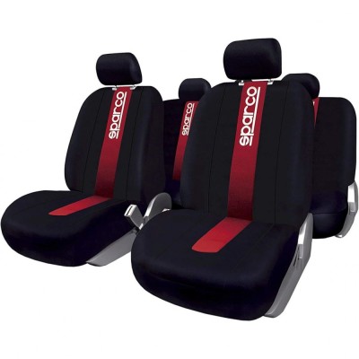 Set Huse Scaune Auto pentru Opel Corsa C - Sparco Red Spider, negru - rosu, 9 bucati foto