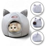 Pat culcus de iarna pentru pisici, gri, model CAT HOUSE, KOT16
