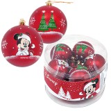 Set 10 globuri brad Craciun Mickey Mouse rosii 6 cm, Jad