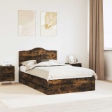 vidaXL Cadru de pat Stejar fumuriu 120 x 200 cm Lemn Ingineresc 3413440