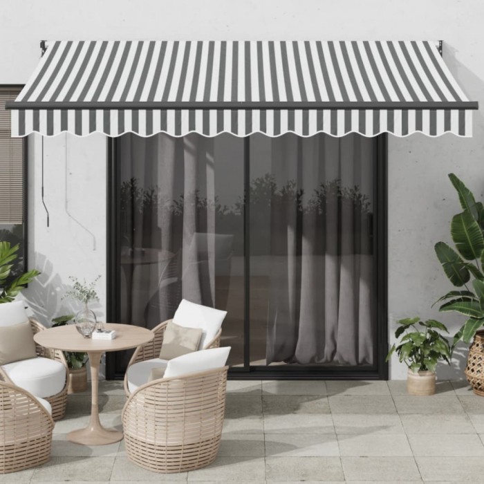 Copertină retractabilă antracit/alb, 3,5x2,5 m, textil/aluminiu