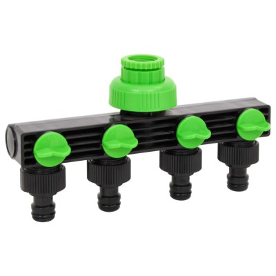 vidaXL Adaptor pentru robinet 4 căi verde/negru 19,5x6x11 cm ABS și PP foto