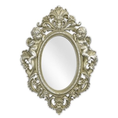 Oglinda cu o rama argintie cu decoratiuni cu doi ingerasi NF-137 foto