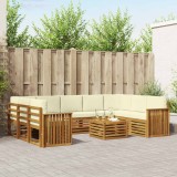 vidaXL Seturi de canapele 10 pcs Natural și Crem Lemn Solid de Acacia 3375515