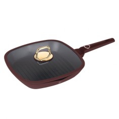 Tigaie grill cu capac Leonardo Collection Berlinger Haus BH 8037, 28 cm, 2.1 litri, antiaderente, strat titan, visiniu mat