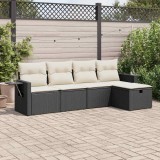 Gossi set mobilier de gradina cu perne, 5 piese, negru, poliratan