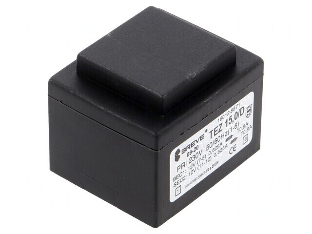 Transformator &icirc;ncapsulat 15VA 230V 12V PCB