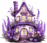 Sticker decorativ, Casa cu Lavanda, Mov, 65 cm, 1361STK-5