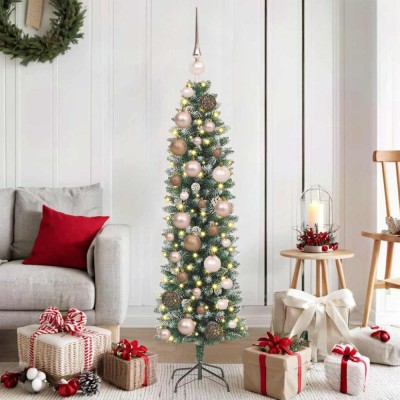 vidaXL Copac Artificial Slăb de Crăciun Verde 120 cm PVC și Plastic foto