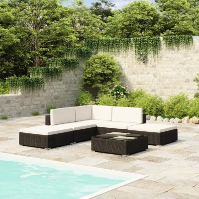 Gossi set mobilier de gradina cu perne, 6 piese, negru, poliratan foto