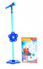 Microfon de jucarie Spiderman pentru copii cu amplificator voce si inaltime ajustabila 5837 foto